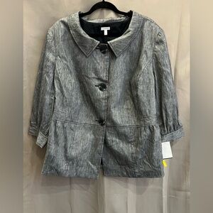NWT Semantiks Grey Linen Blend Lightweight Jacket 24W